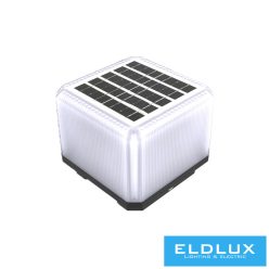   UNIVERSO Napelemes oszlop lámpa 3.2V-1500mAH 5V-1.6w 90lm CCT.kap IP65 Fekete 150x150x126mm