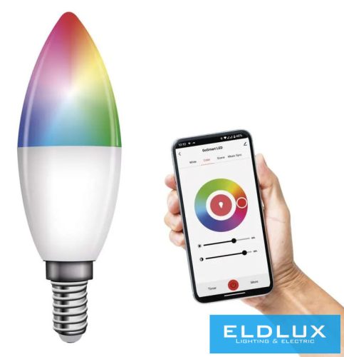EMOS LED izzó GoSmart gyertya / E14 / 4,8 W (40 W) / 470 lm / RGB / dimmelhető / Zigbee