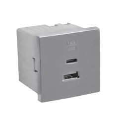 45381_SAL dupla USB töltő (USB-A + USB-C), alumínium