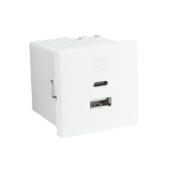 45381_SBM dupla USB töltő (USB-A + USB-C), matt fehér