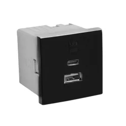 45381_SPM dupla USB töltő (USB-A + USB-C), matt fekete