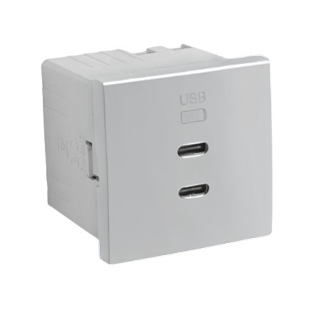 45382_SAL dupla USB töltő (2x USB-C), alumínium