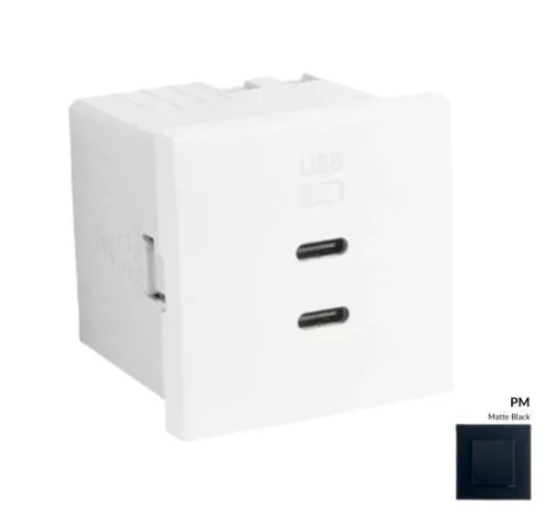 45382_SPM dupla USB töltő (2x USB-C), matt fekete