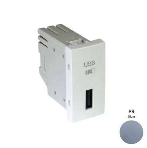 45383_SPR USB-A töltő, ezüst - 1 modul