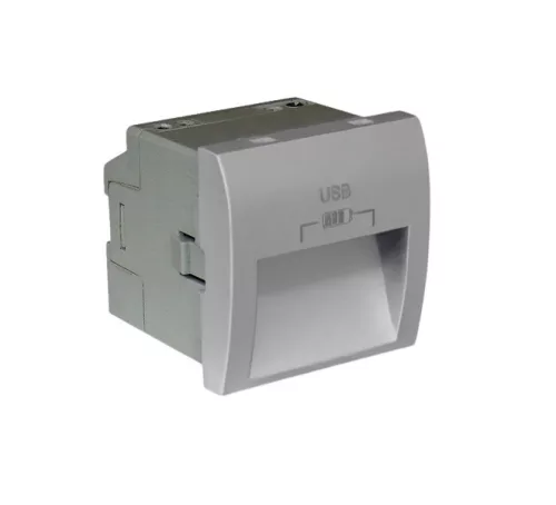45384_SAL dupla USB töltő (2x USB-A), 20°-os kimenet, alumínium