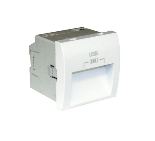 45384_SBM dupla USB töltő (2x USB-A), 20°-os kimenet, matt fehér