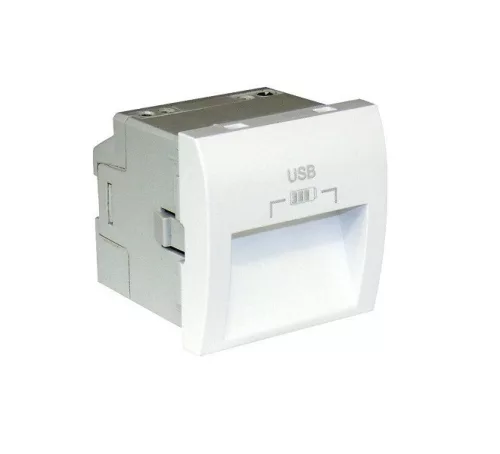 45384_SBM dupla USB töltő (2x USB-A), 20°-os kimenet, matt fehér