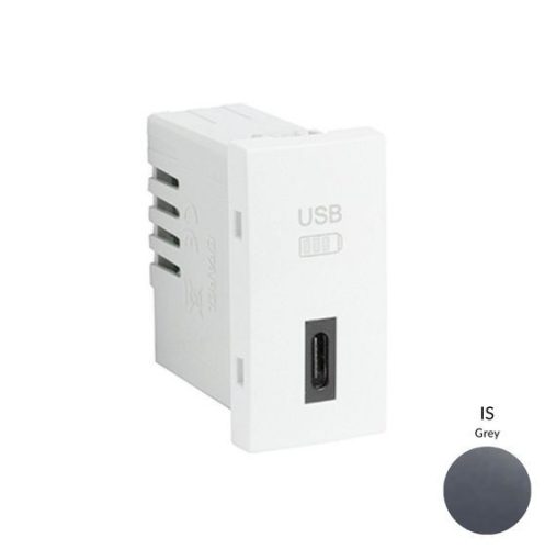 45387_SIS USB-C töltő, szürke - 1 modul