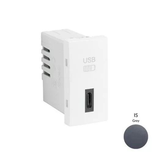 45387_SIS USB-C töltő, szürke - 1 modul