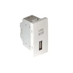   45437_SBM USB-A adatkommunikációs aljzat, matt fehér - 1 modul