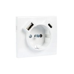   50630_TBM Fedlap Schuko + USB-A + USB-C aljzathoz, matt fehér