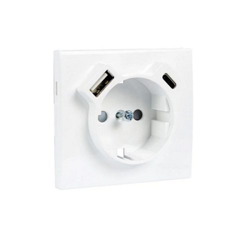 50630_TBM Fedlap Schuko + USB-A + USB-C aljzathoz, matt fehér