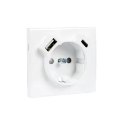 50630_TBR Fedlap Schuko + USB-A + USB-C aljzathoz, fehér