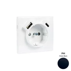   50630_TPM Fedlap Schuko + USB-A + USB-C aljzathoz,matt fekete