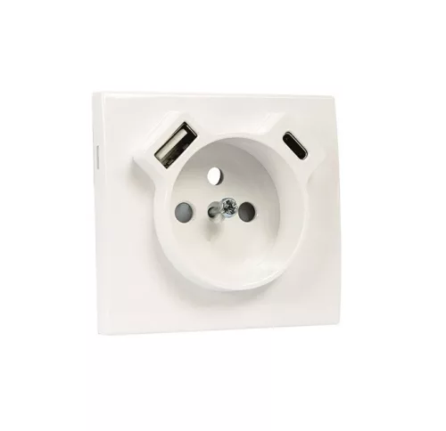 50650_TBR Fedlap Francia dugalj + USB-A + USB-C aljzathoz, fehér