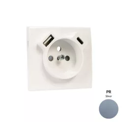   50650_TPR Fedlap Francia dugalj + USB-A + USB-C aljzathoz, ezüst