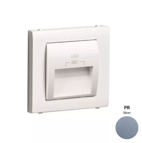 50673_TPR dupla USB töltő (2x USB-A), 20°-os kimenet, ezüst
