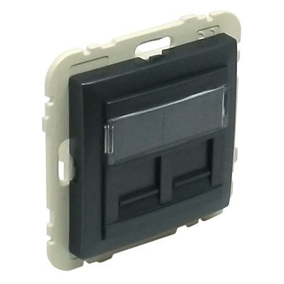 90442_SIS dupla RJ45 keretszerelvény, szürke