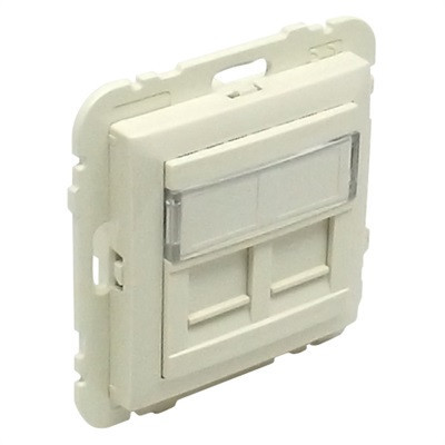 90442_SMF dupla RJ45 keretszerelvény, elefántcsont