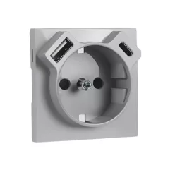   90630 TAL - Fedlap Schuko + USB-A + USB-C aljzathoz, alumínium
