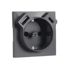 90630 TIS - Fedlap Schuko + USB-A + USB-C aljzathoz, szürke