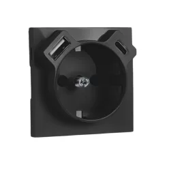 90630 TPM - Fedlap Schuko + USB-A + USB-C aljzathoz, fekete