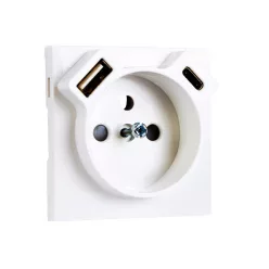   90650 TBR - Fedlap Francia dugalj + USB-A + USB-C aljzathoz, fehér