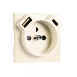   90650 TMF - Fedlap Francia dugalj + USB-A + USB-C aljzathoz, elefántcsont