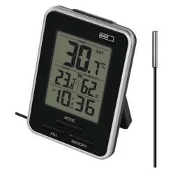   Digitális hőmérő páratartalom-mérővel, vezetékes érzékelővel, ébresztőórával E0121