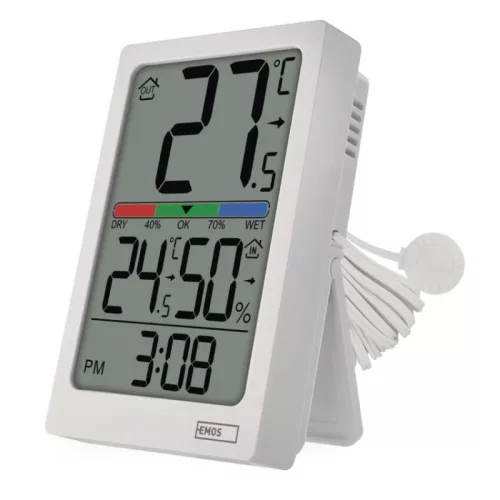 Digitális hőmérő páratartalom-mérővel, vezetékes érzékelővel, ébresztőórával E0558P