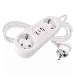   Hosszabbító 1,4 m / 2 aljzat+2×USB-A+1×USB-C / fehér / PVC / 1,5 mm2