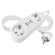 Hosszabbító 1,4 m / 2 aljzat+2×USB-A+1×USB-C / fehér / PVC / 1,5 mm2