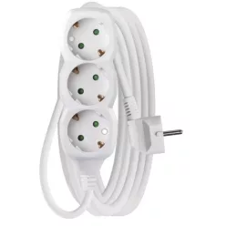 Hosszabbító 5 m / 3 aljzat / fehér / PVC / 1,5 mm2