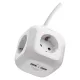 Hosszabbító - kocka 1,9 m / 4 aljzat / fehér / PVC / USB / 1,5 mm2