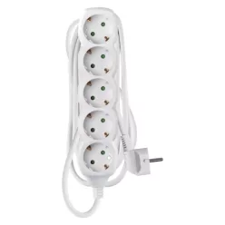 Hosszabbító 3 m / 5 aljzat / fehér / PVC / 1,5 mm2