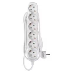 Hosszabbító 3 m / 6 aljzat / fehér / PVC / 1,5 mm2