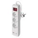 Hosszabbító 2 m / 3 aljzat / kapcsolós / fehér / 1× USB-A + 1× USB-C  / 1,5 mm2