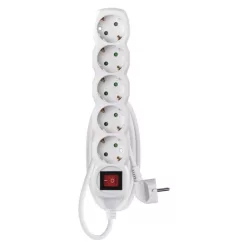   Hosszabbító 1,5 m / 5 aljzat / kapcsolós / fehér / PVC / 1,5 mm2