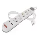 Hosszabbító 3 m / 5 aljzat / kapcsolós / fehér-szürke / 1×USB-A + 1×USB-C / 1,5 mm2