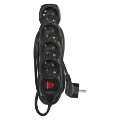   Hosszabbító 5 m / 4 aljzat / kapcsolós / fekete / PVC / 1,5 mm2