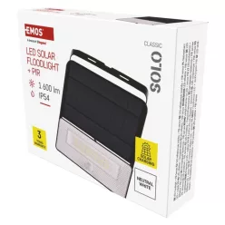   EMOS LED SOLAR reflektor hordozható SOLO, PIR, 1600lm IP54 természetes fehér