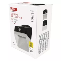   EMOS LED SOLAR lámpatest LUNIS PIR, 200lm IP65 természetes fehér