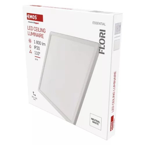 LED felületi lámpatest FLORI négyzet, fehér, 18W, semleges fehér