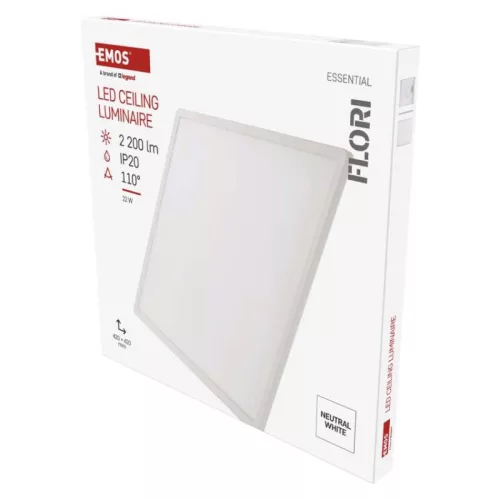 LED felületi lámpatest FLORI négyzet, fehér, 22W, semleges fehér