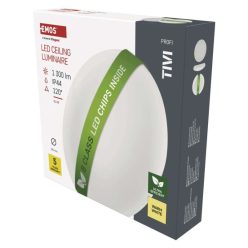   LED mennyezeti lámpatest TIVI, B CLASS, kerek, fehér 8,6W, IP44, Meleg fehér