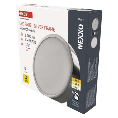 LED felületi lámpatest NEXXO, kerek, ezüst, 21W, CCT
