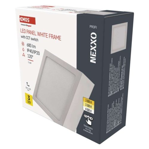 LED felületi lámpatest NEXXO, négyzet, fehér, 7,6W, CCT