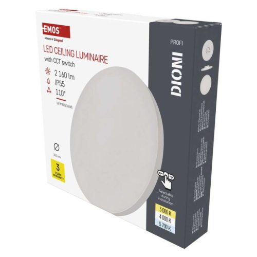 LED felületi lámpatest DIONI kerek, fehér, 18W, CCT