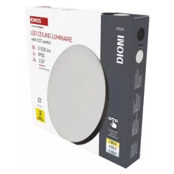   LED-es felületi lámpatest DIONI kerek, fekete, 32W, változtatható CCT-vel