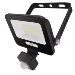   LED reflektor GLARO PIR 20 W, fekete, IP54, 2000 lm, természetes fehér